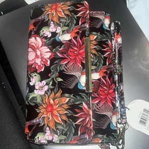 Black floral wallet Mundi ecofriendly sz m wristlet